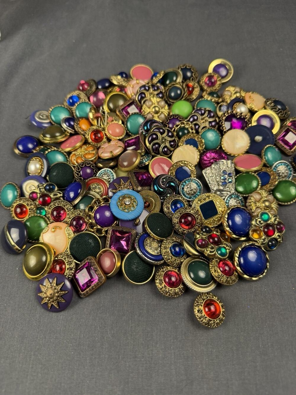 130+ Colorful Gold Tone Buttons Shank Style Many Colors